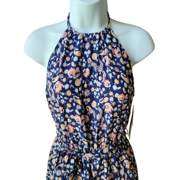 Kingston Grey Women's Floral Sleeveless Juniors Halter Wide-Leg Jumpsuit- S - Picture 5 of 11